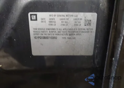 2013 Chevrolet Cruze Ltz from USA, damaged, VIN 1G1PG5SB8D7133892